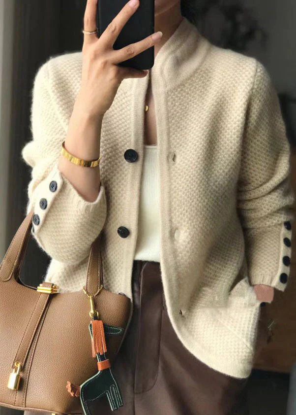 Women's Stand-Collar Knit Button Blazer