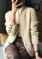 Women's Stand-Collar Knit Button Blazer