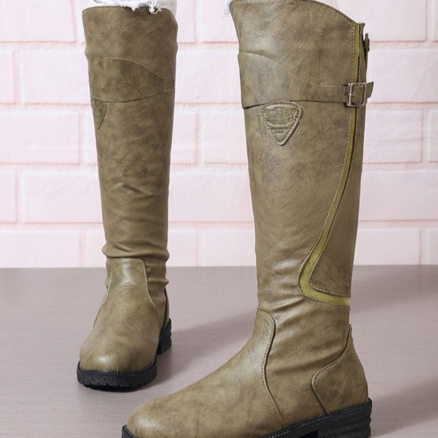 Women's Buckle Strap Boots Green