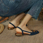 Women's Slingback Square Toe Flats with Open Heel