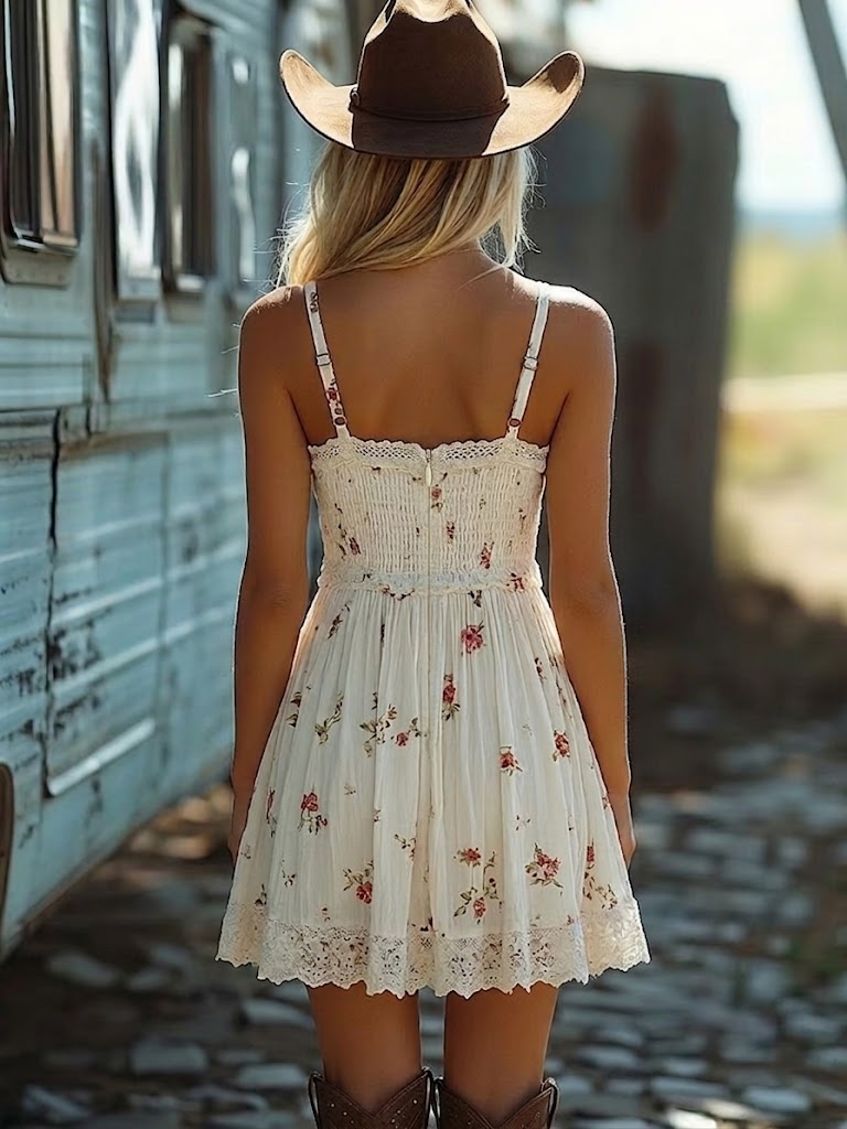 Women's floral mini dress - detail