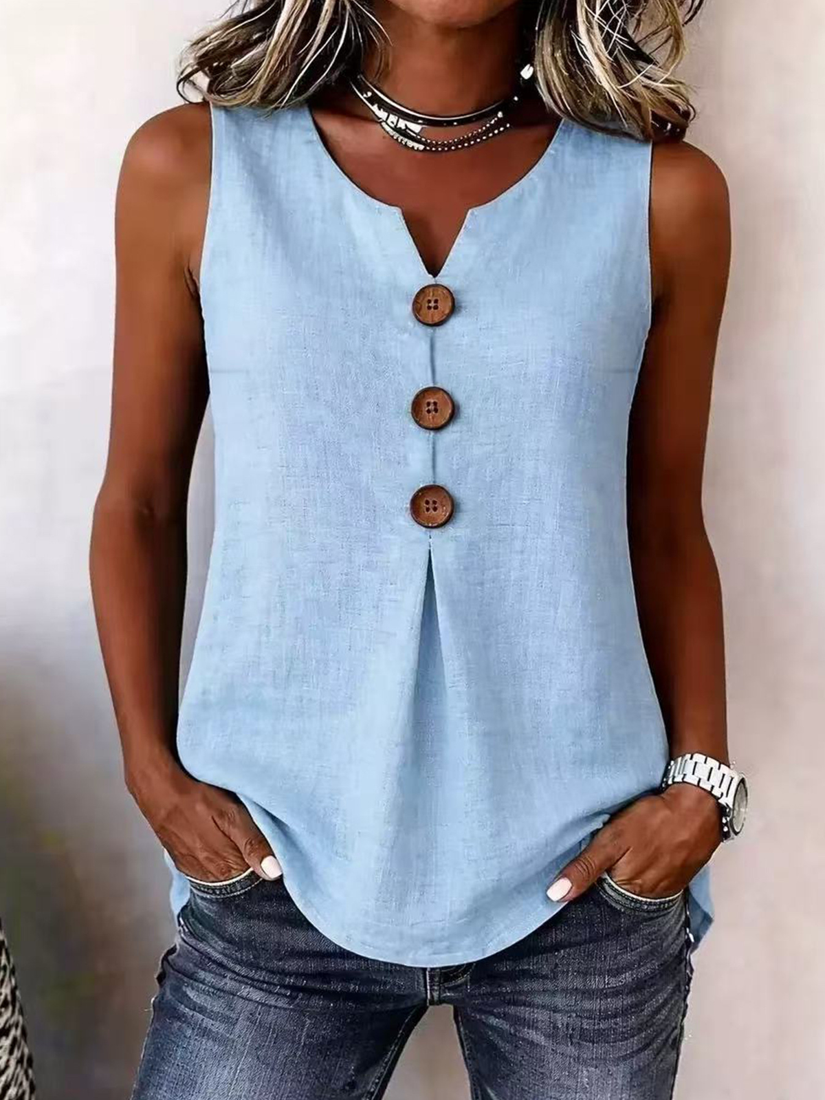 Women's pleated front blouse in red