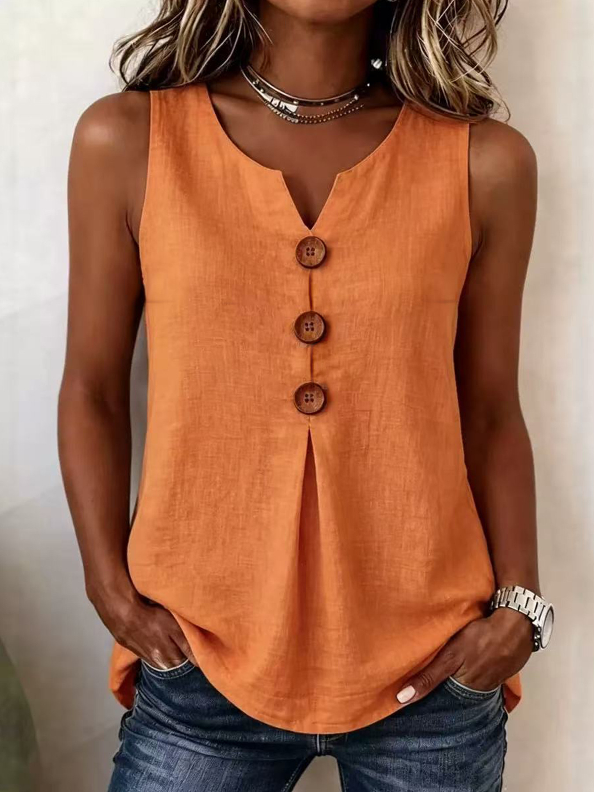 Women's pleated front blouse in navy blue
