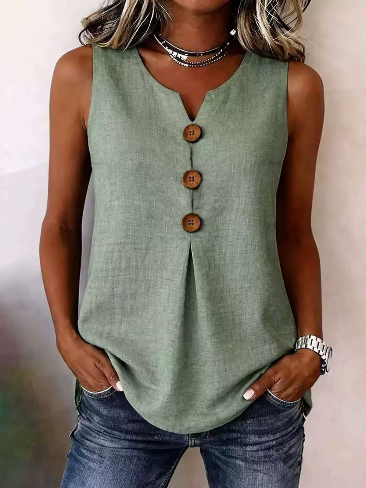 Women's pleated front blouse in black