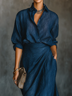 Women's Wrap Top and Maxi Skirt Set detail