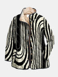 Geometric Abstract Print Quilted Jacket