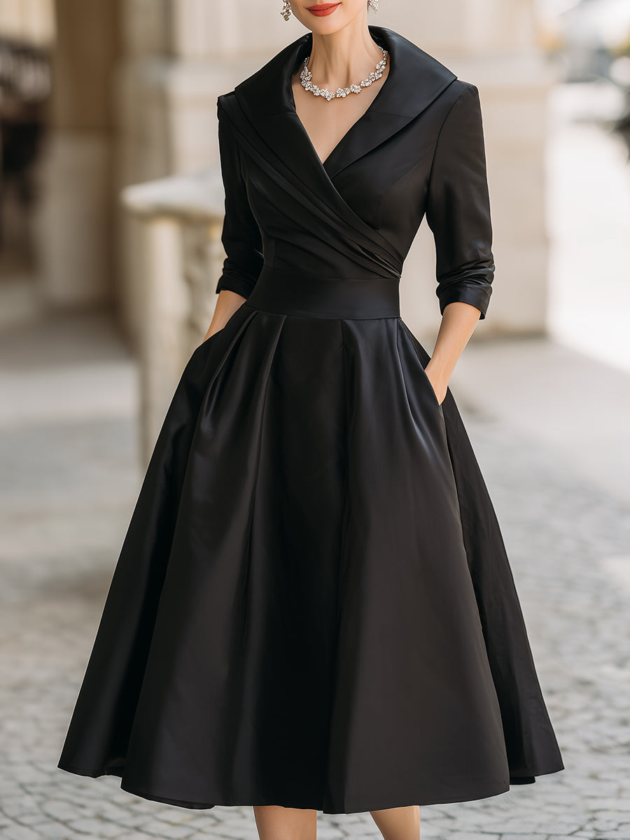 Women's A-Line Cocktail Midi Dress with Cape burgundy