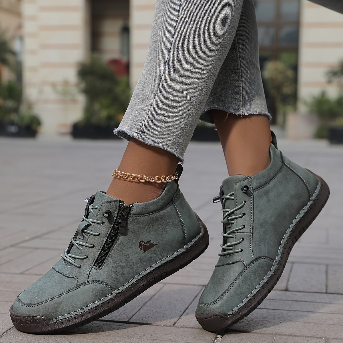 Women's Lace-Up Sneakers with Cushioned Sole and Mesh Panels