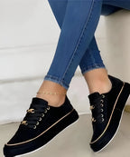 Women's Low-Profile Orthopedic Sneakers with Metallic Accent