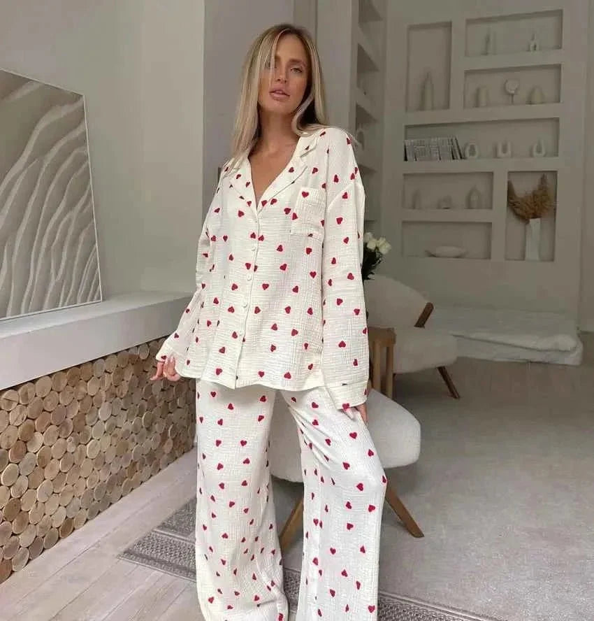 Heart Print Pajama Set detail