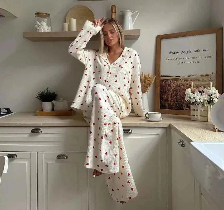 Heart Print Pajama Set lifestyle