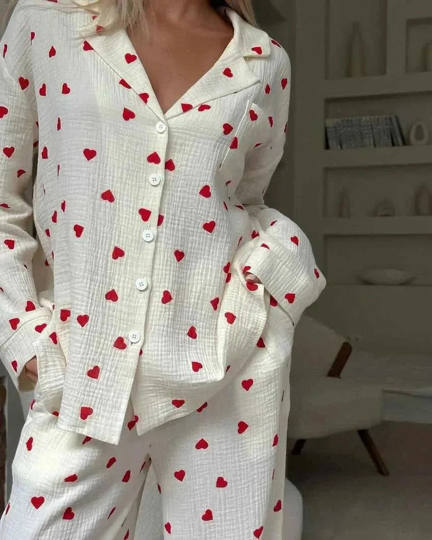 Heart Print Pajama Set full set
