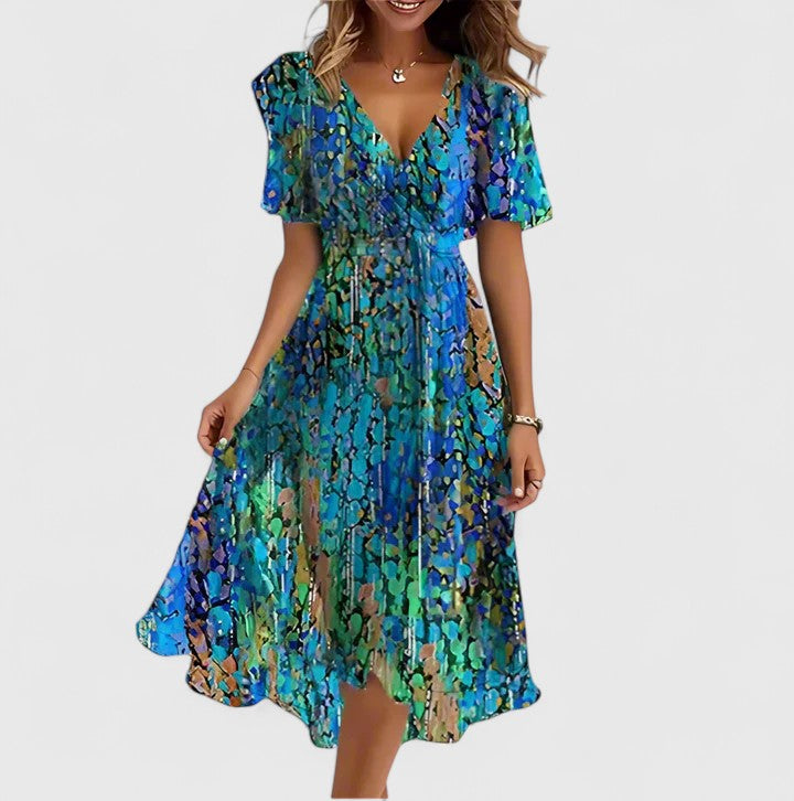 Women's floral flutter sleeve mini dress in red