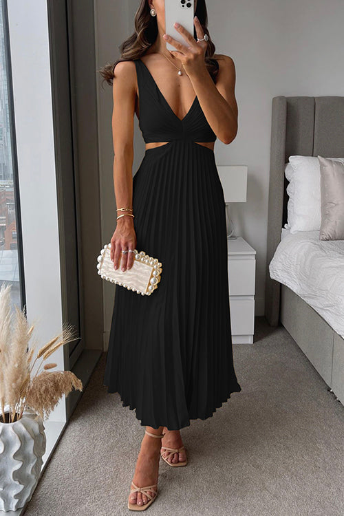 Women's deep v-neck midi dress in green