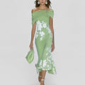 Women's statement print midi dress in green