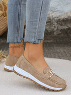Women's Buckle Loafers White
