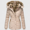 Women's Hooded Fleece-Lined Long Coat - Red