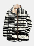 Abstract Print Quilted Jacket - Black and White