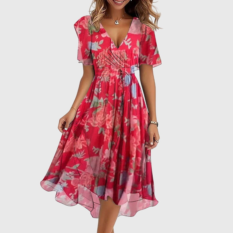 Catalina Chic Midi Dress Red