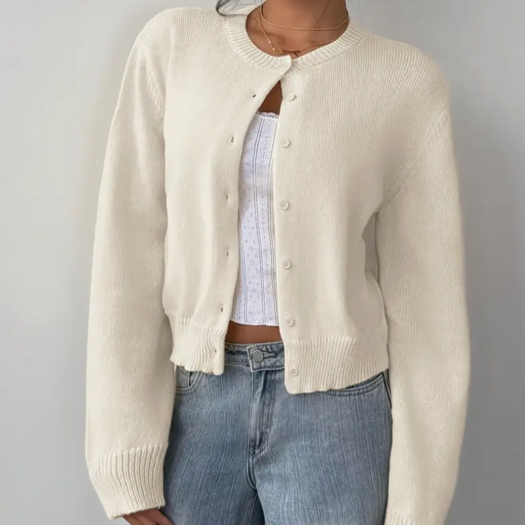 Women's Cropped Cardigan White