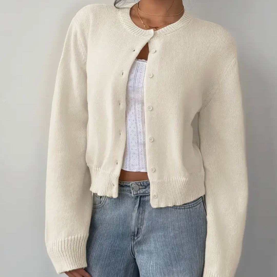 Women's Cropped Cardigan White