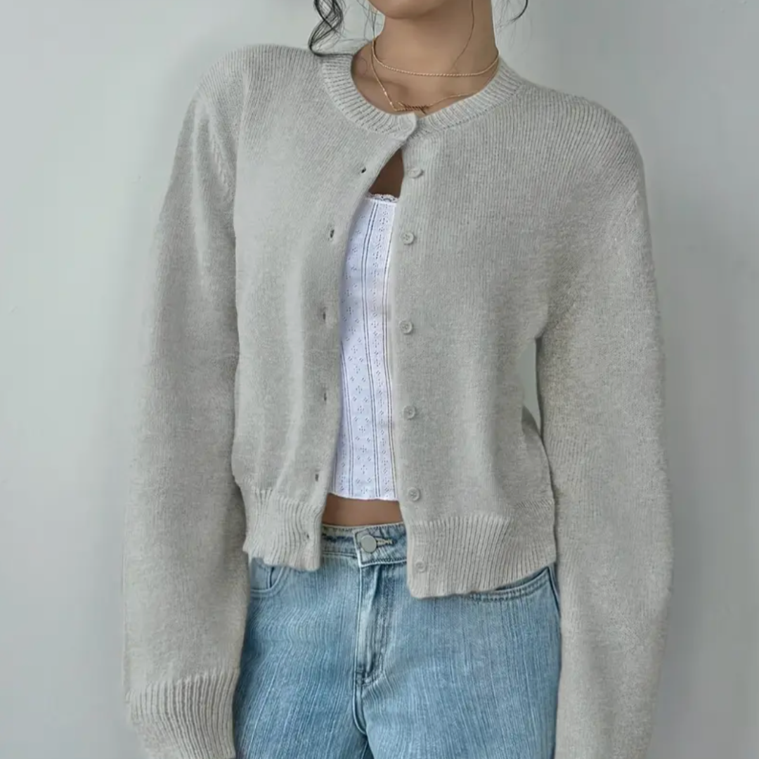 Women's Cropped Cardigan Grey