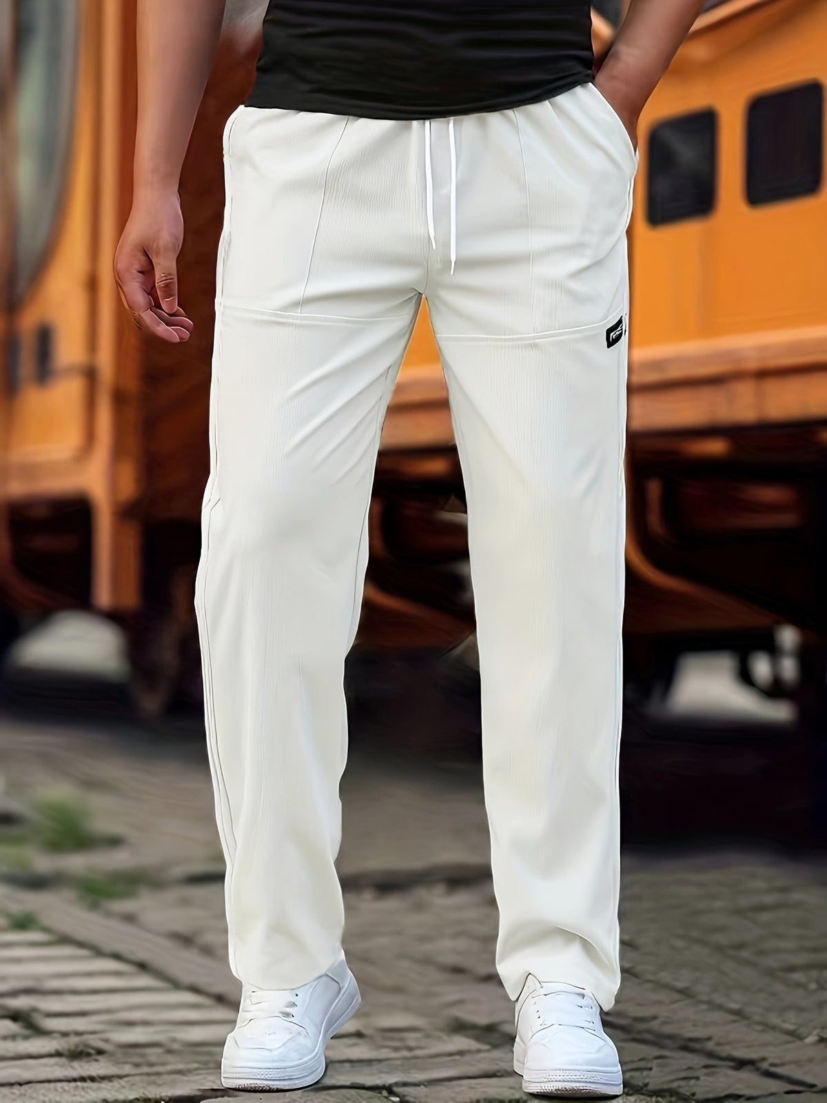 Men's Drawstring Athletic Pants with Side Pockets
