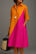 Kayla Comfortable Midi Dress Orange Pink