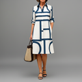 Siena Sophisticated Midi Dress White Blue