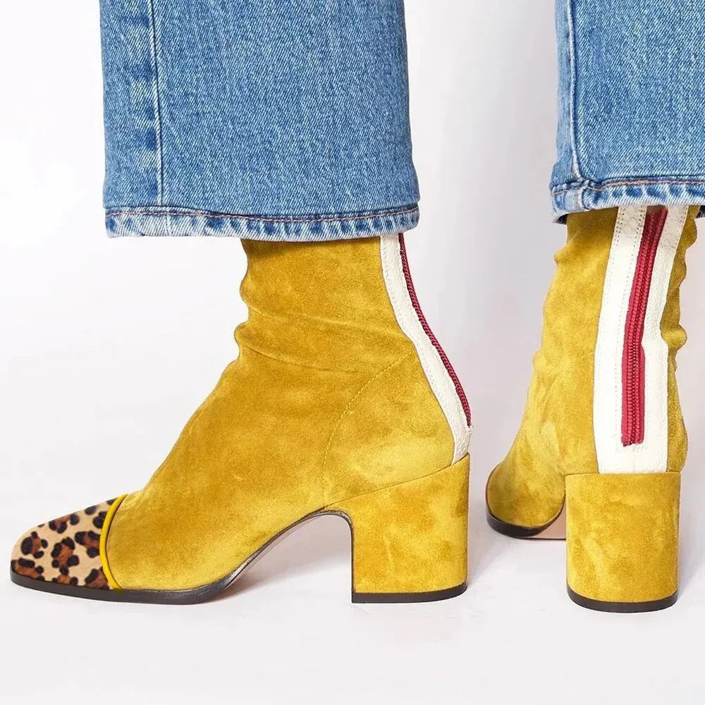 Women's Square Toe Boots Red