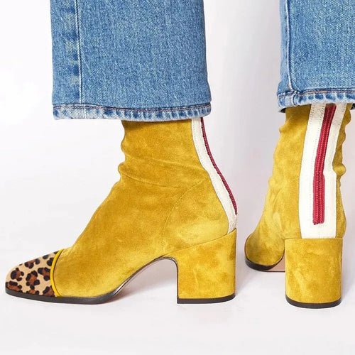 Women's Square Toe Boots Red