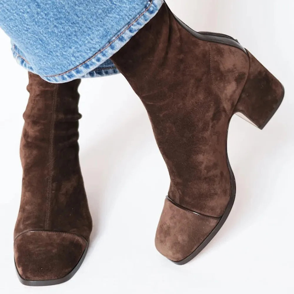 Women's Square Toe Boots Purple