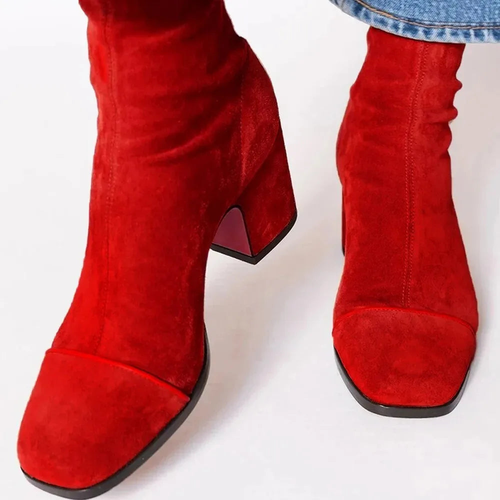 Women's Square Toe Boots Yellow