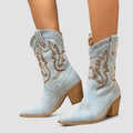 Women's Denim Western Boots Sky Blue