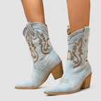 Women's Denim Western Boots Sky Blue