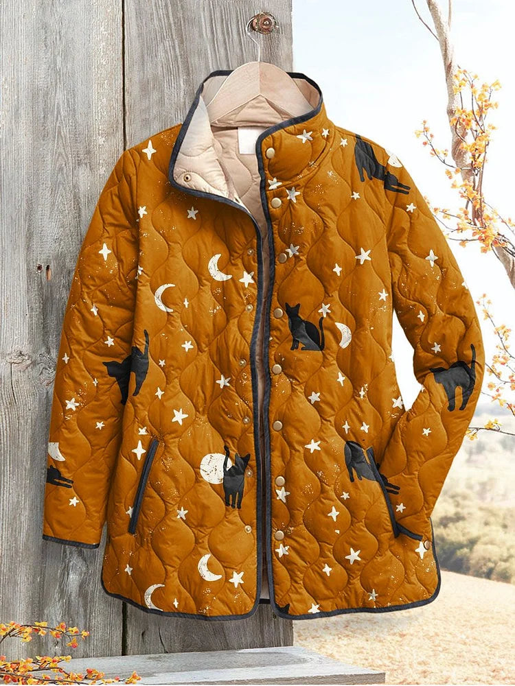 Women's Quilted Cat Print Jacket