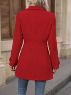 Women's Tailored Belted City Coat with Notch Collar