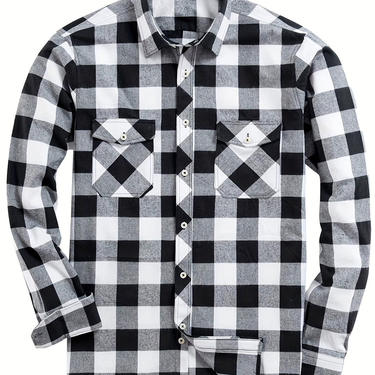 Men's Buffalo Plaid Flannel Shirt with Button Front