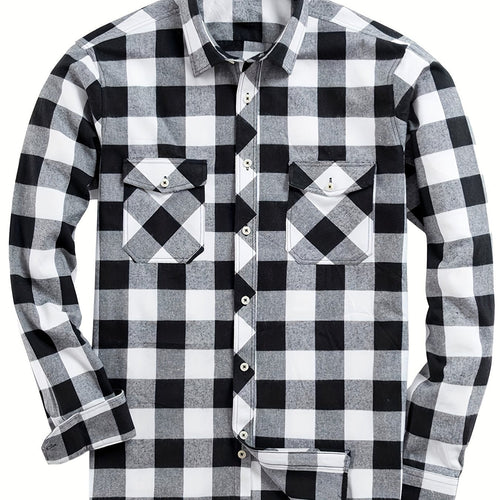 Men's Buffalo Plaid Flannel Shirt with Button Front