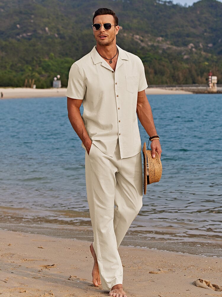 Men's camp collar co-ord set - back