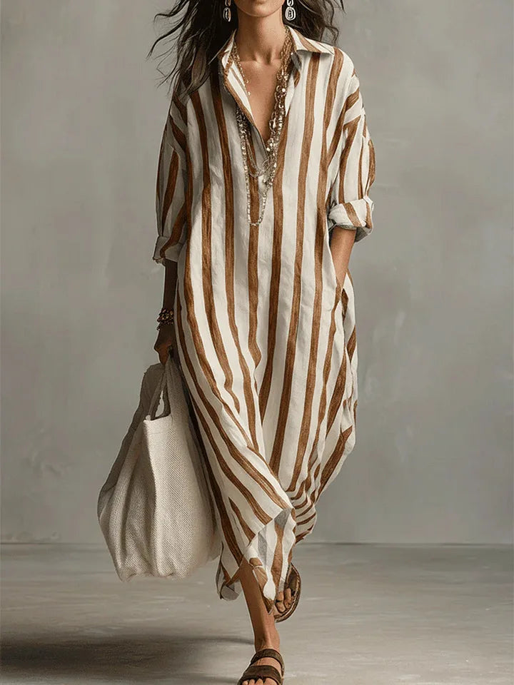 Women's woven striped shirt dress - styling