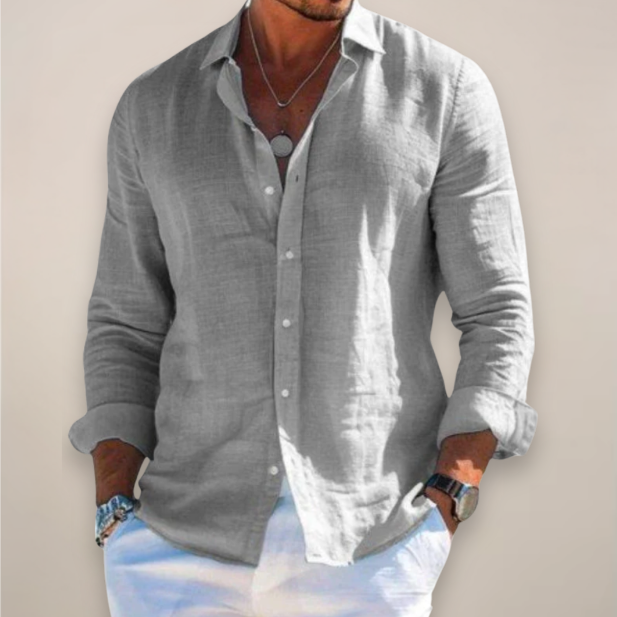 Men's long sleeve shirt in white