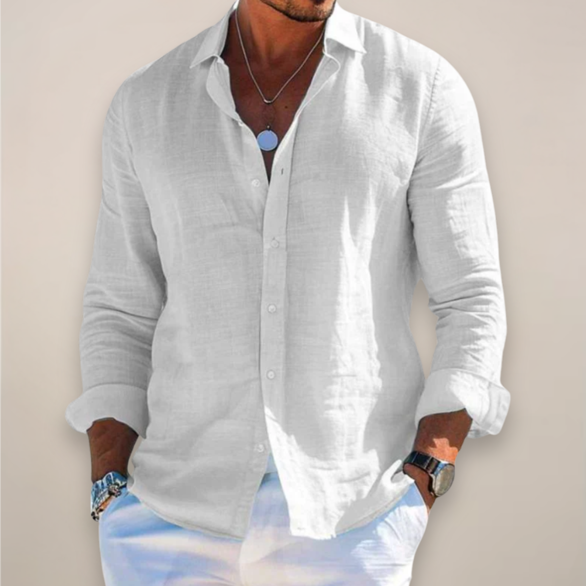 Men's long sleeve shirt in blue
