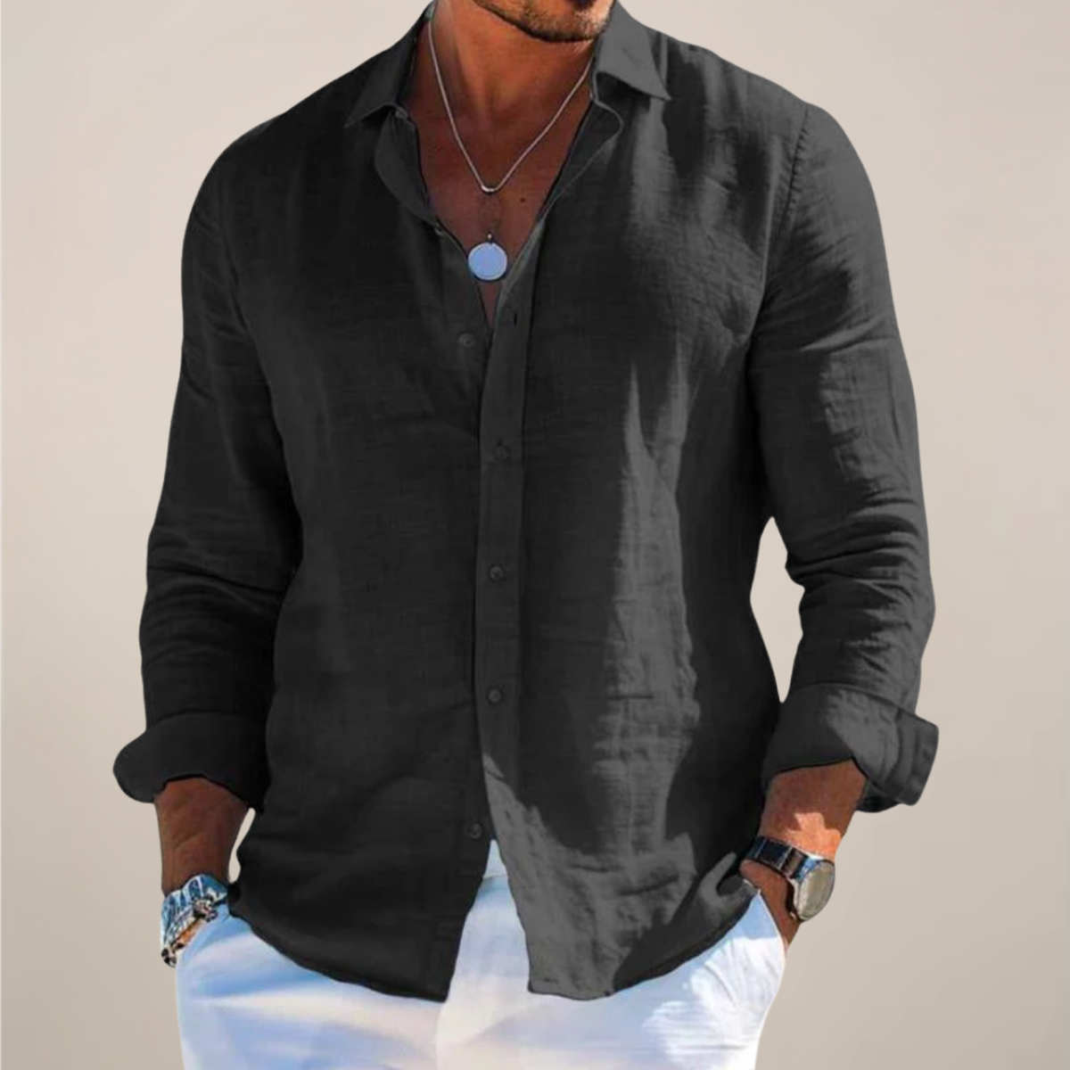 Men's long sleeve shirt in navy