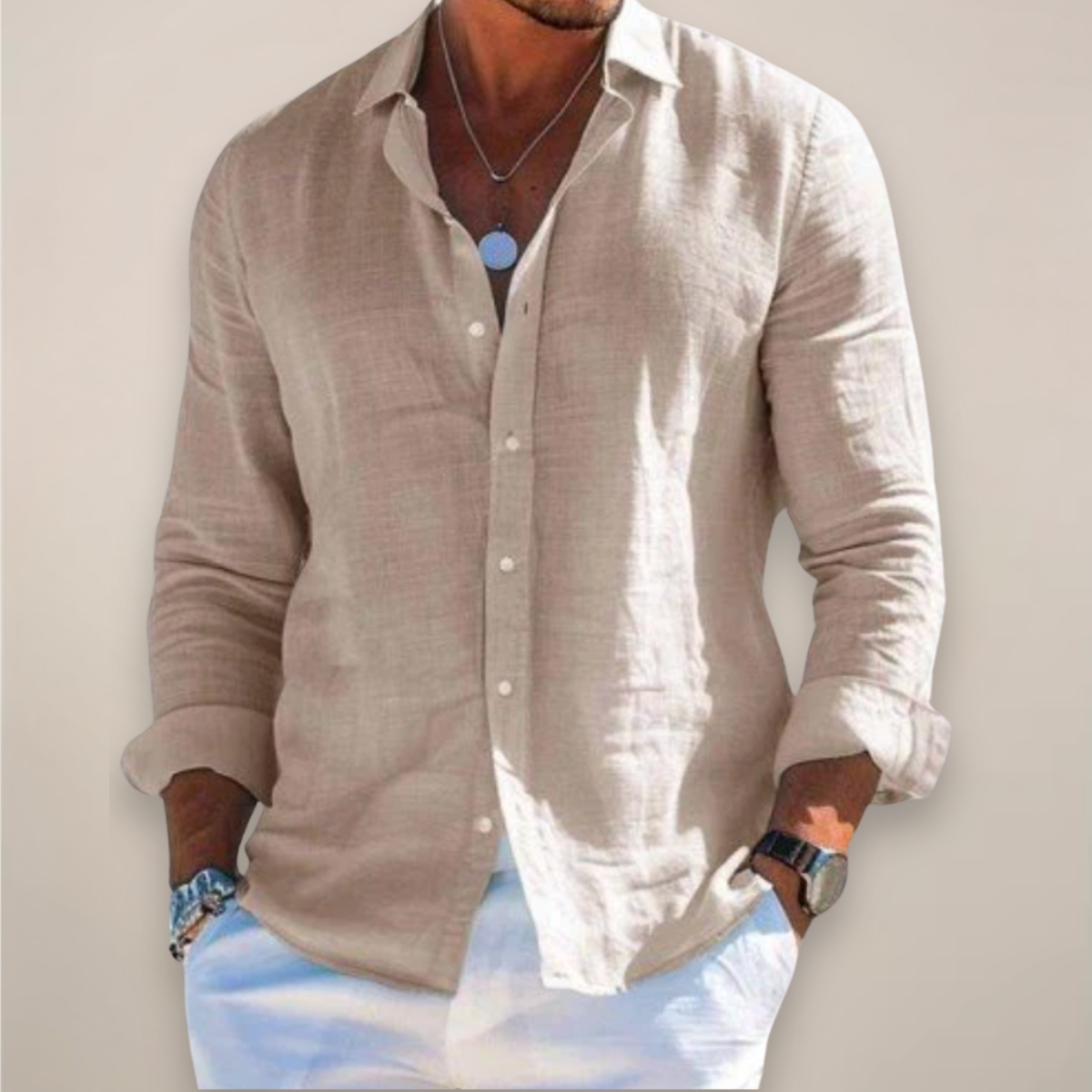 Men's long sleeve shirt in light green