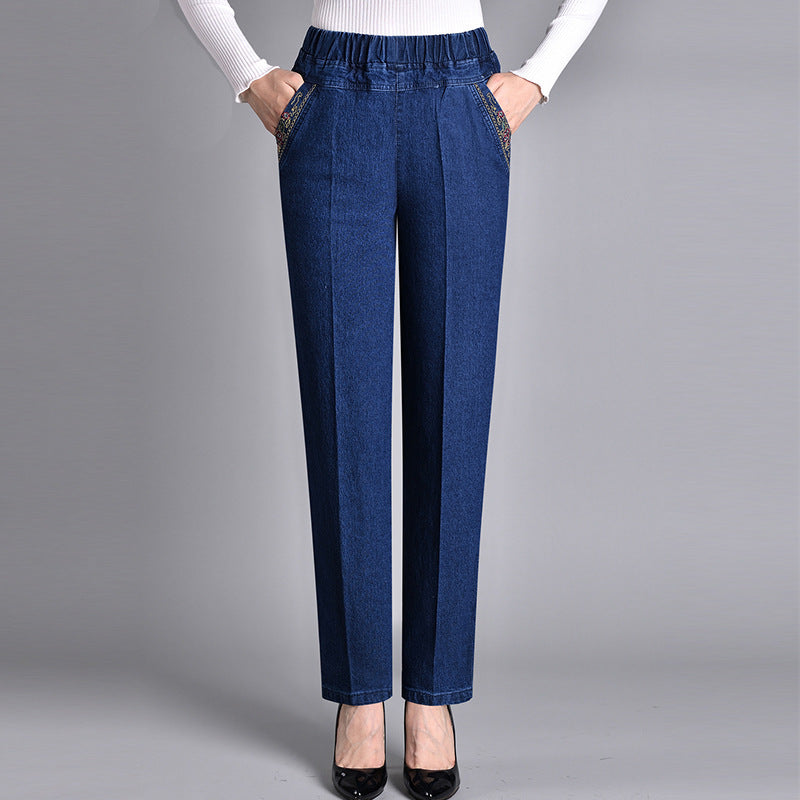 Women's Elastic Waist Jeans Black