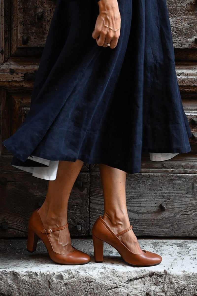 Women's Block Heel Mary Jane Shoes with Rounded Toe