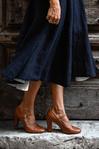 Women's Block Heel Mary Jane Shoes with Rounded Toe