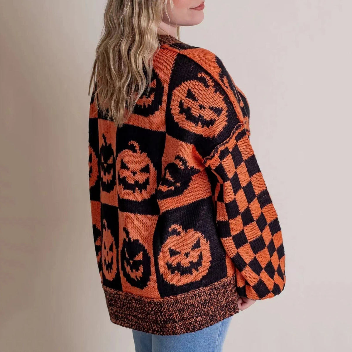 Pumpkin Print Turtleneck Sweater - Detail