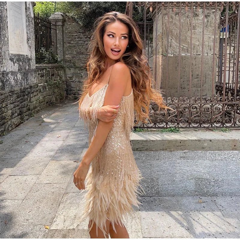 Women's Sequin Mini Dress - Gold